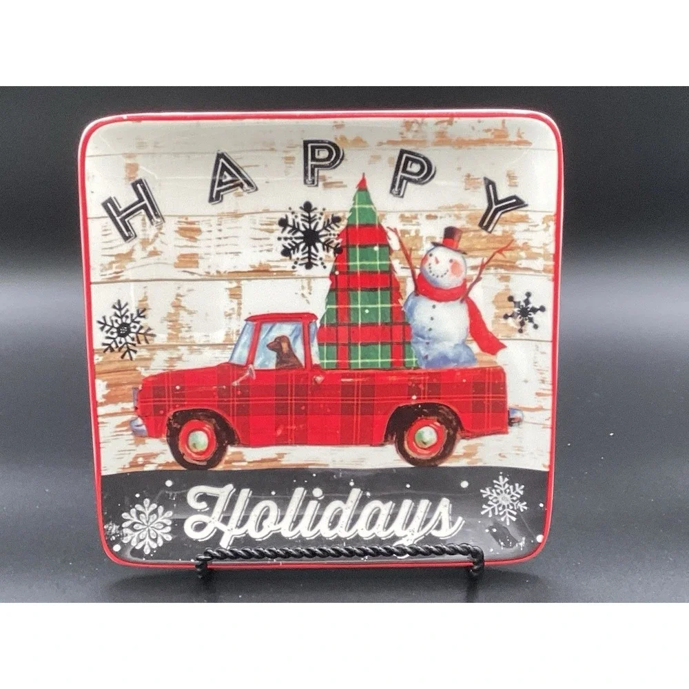 Robert Stanley Home Collection Square Christmas‎ Truck Platter 8.5